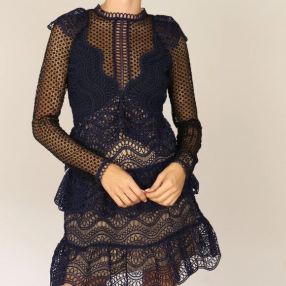 ワンピース SELF-PORTRAIT Woman Dress Black SS25046MA BLACK Self-Portrait Lace Midi Dress | Black | FARFETCH